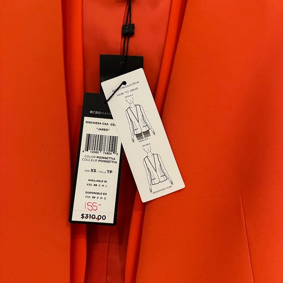 BCBG  Maxazria Vest with Scarf, Size XS, Poinsettia (Orange) - Picture 8 of 14